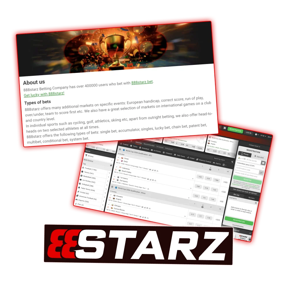 Learn more about the online casino and bookmaker 888Starz, the company's history and advantages.