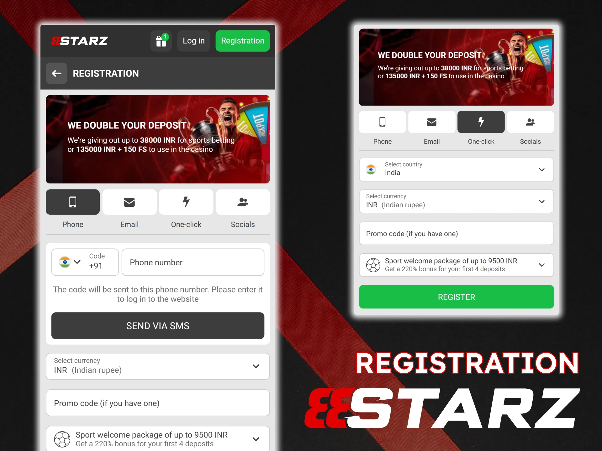Register at 888Starz via the official app.