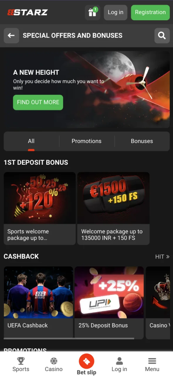 The 888Starz app offers a wide selection of bonuses for sports betting and casinos.