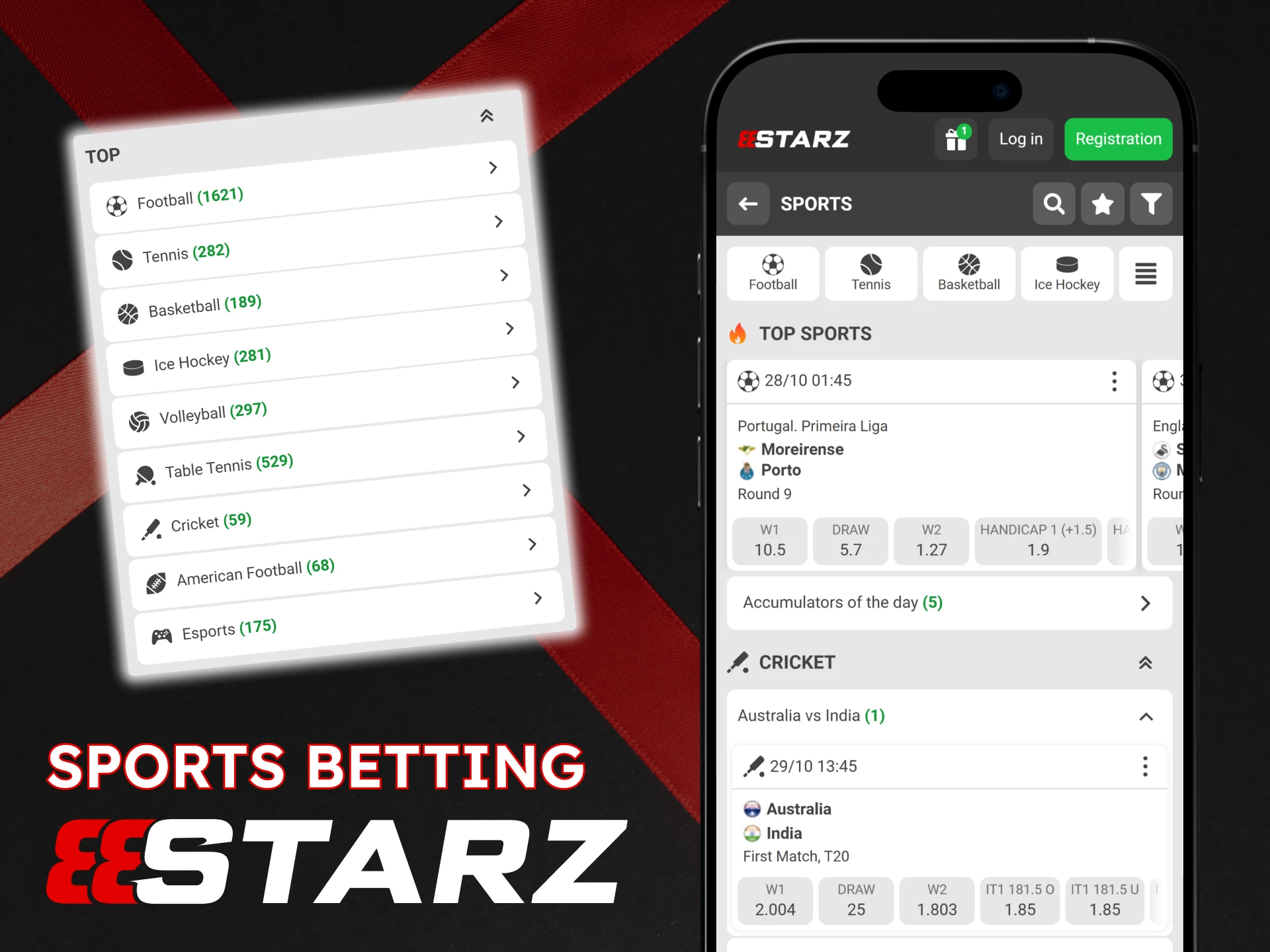 Choose a sport to bet on in the 888Starz app.
