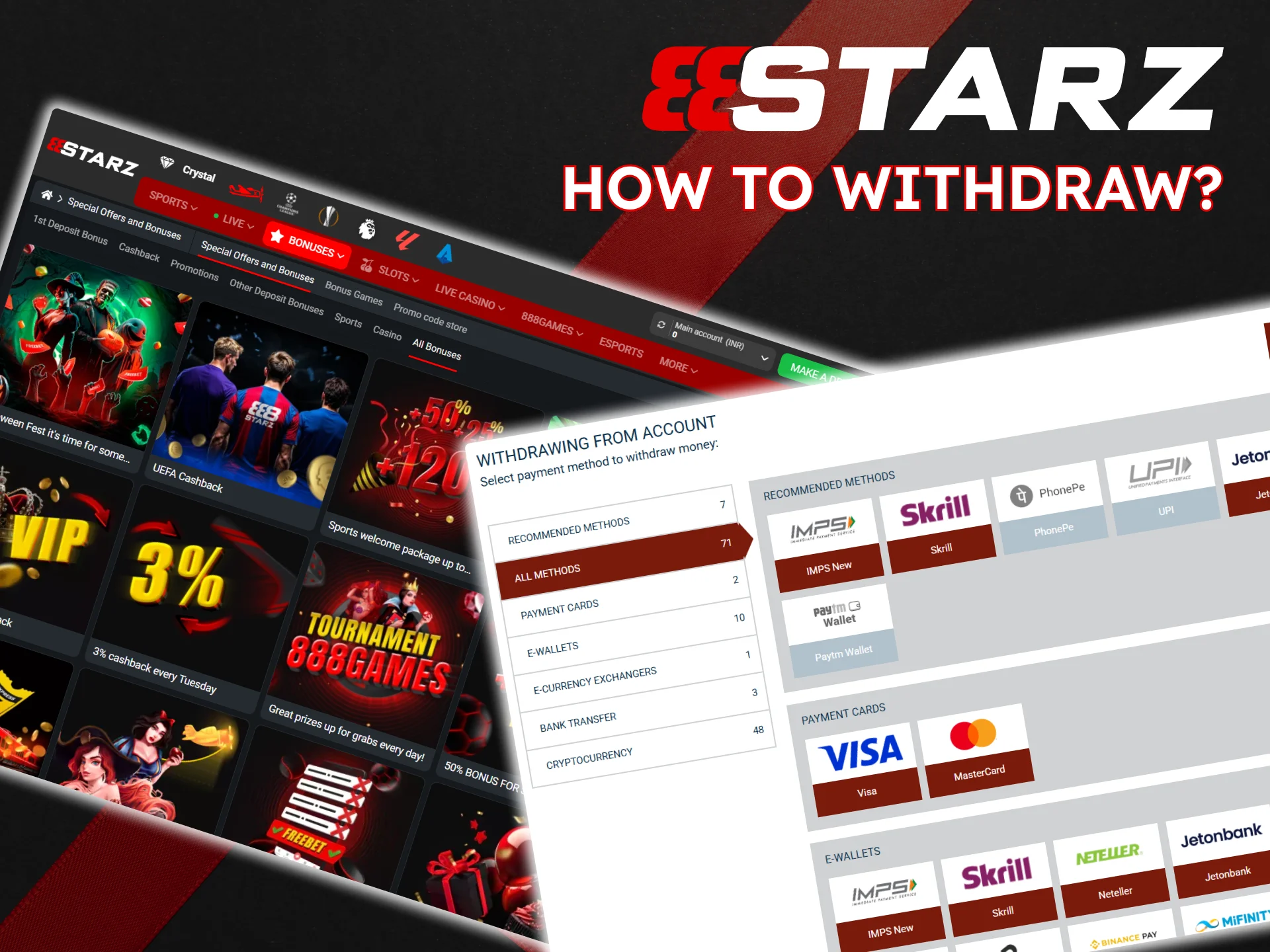 Easily withdraw bonus money from 888Starz.
