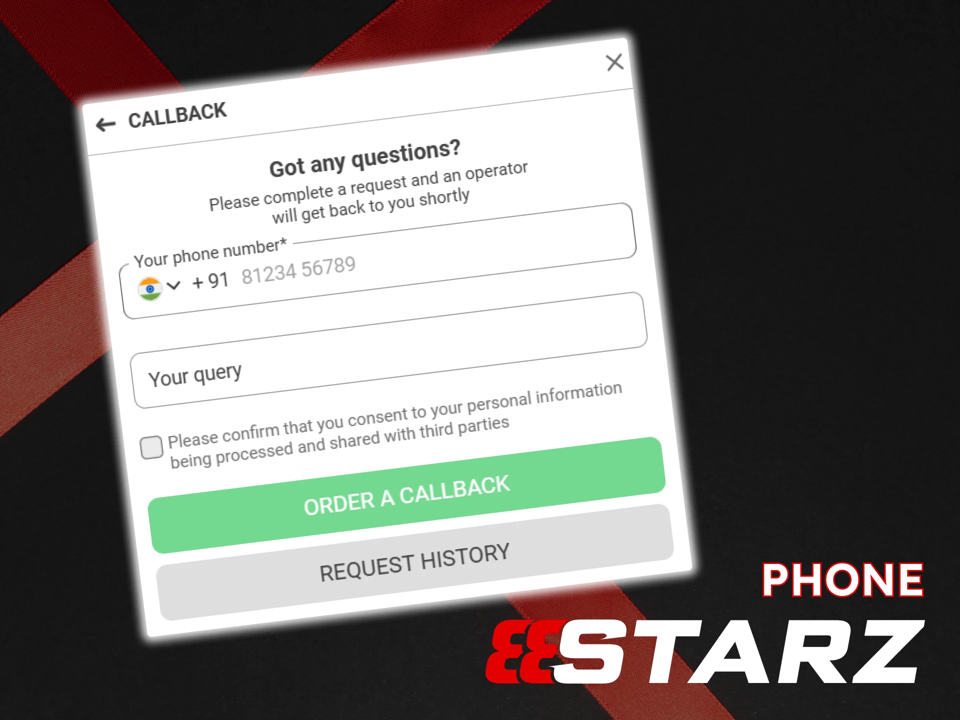 You can request a callback from 888Starz customer support.