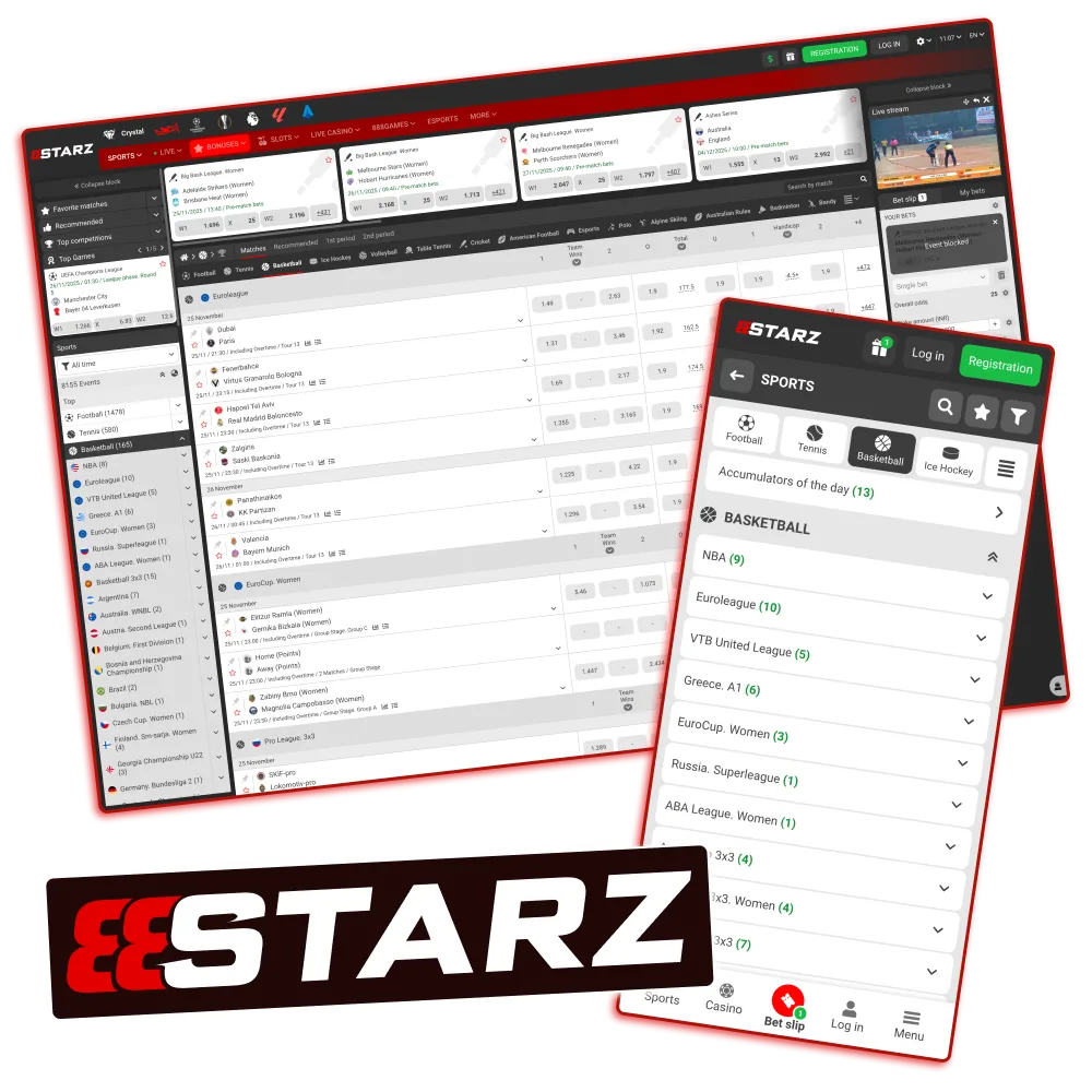 888Starz basketball betting in India.