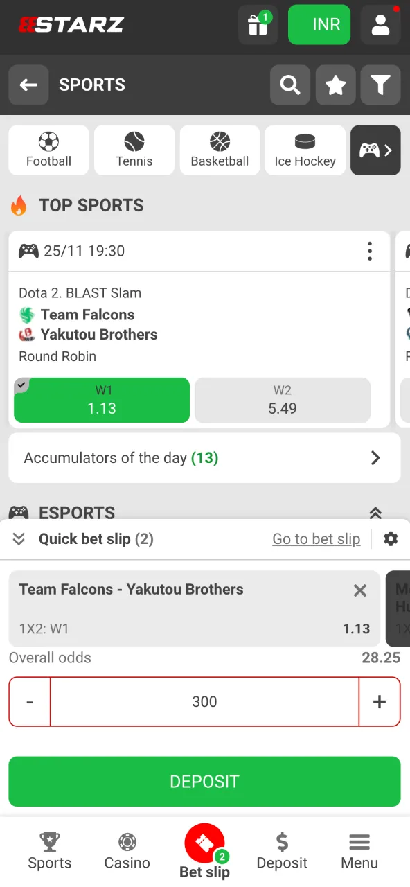 Place basketball bet slip on 888Starz.