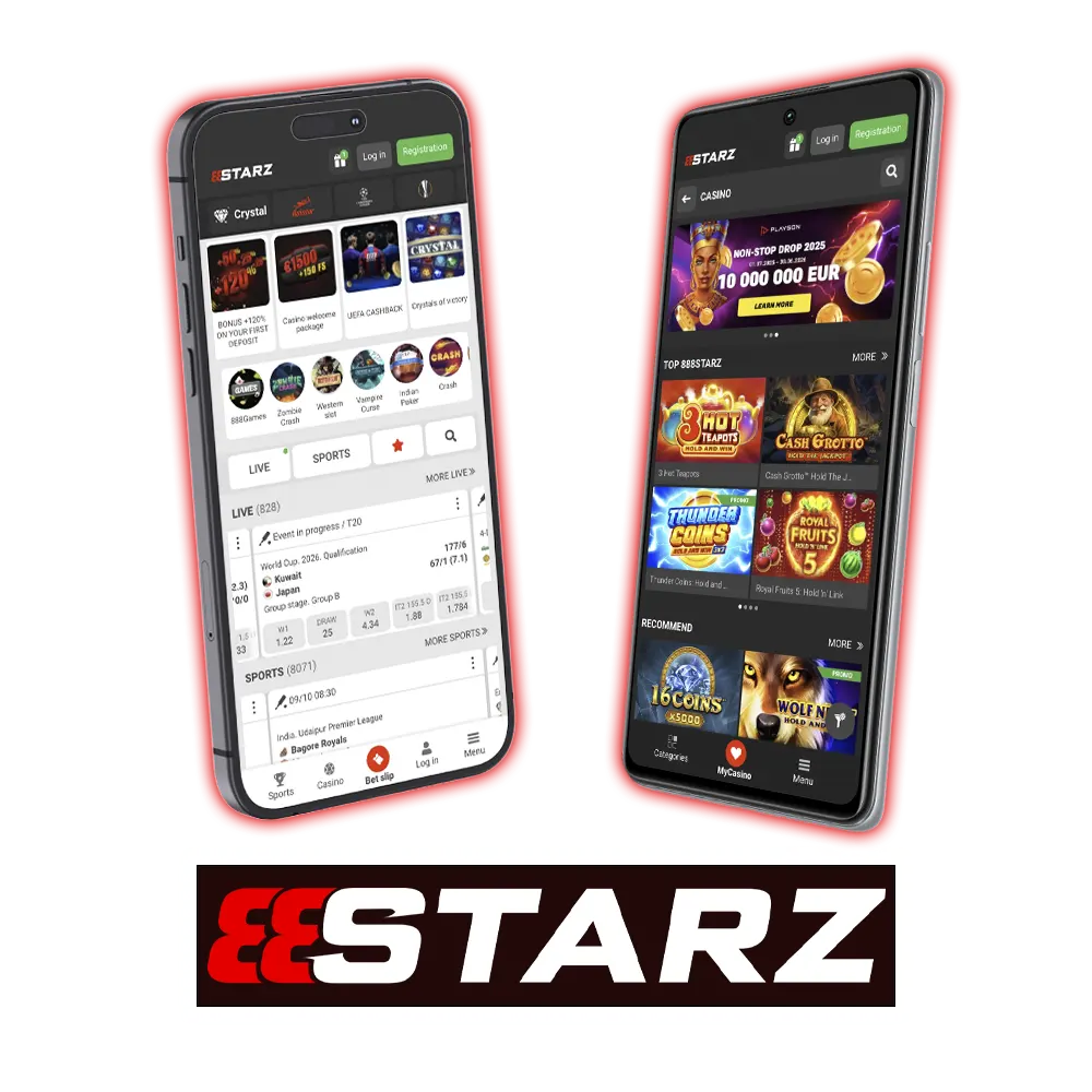 Place sports bets and play casino games with the 888Starz mobile app.