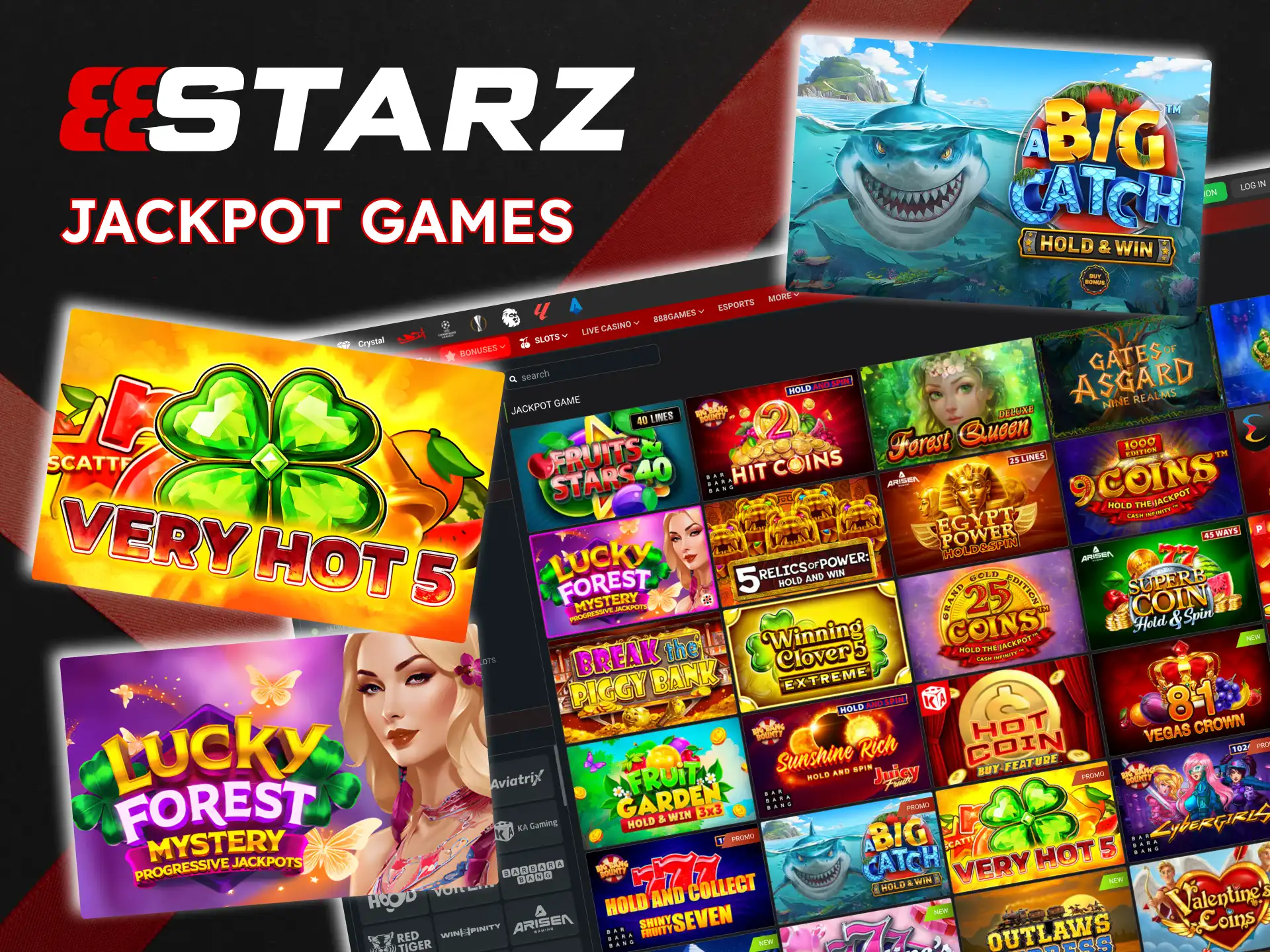 Explore 888Starz jackpots with around 100 games, including Hot Coin and more.